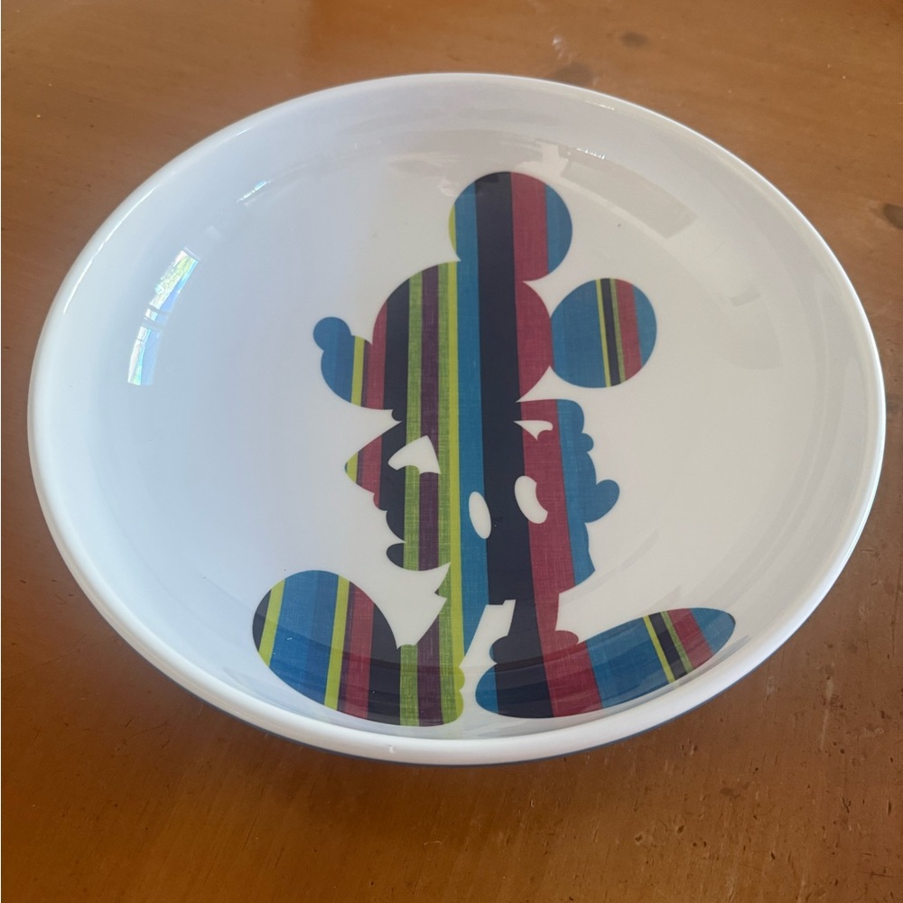 Disney Striped Mickey Mouse Plate - White, Red, Blue, Green